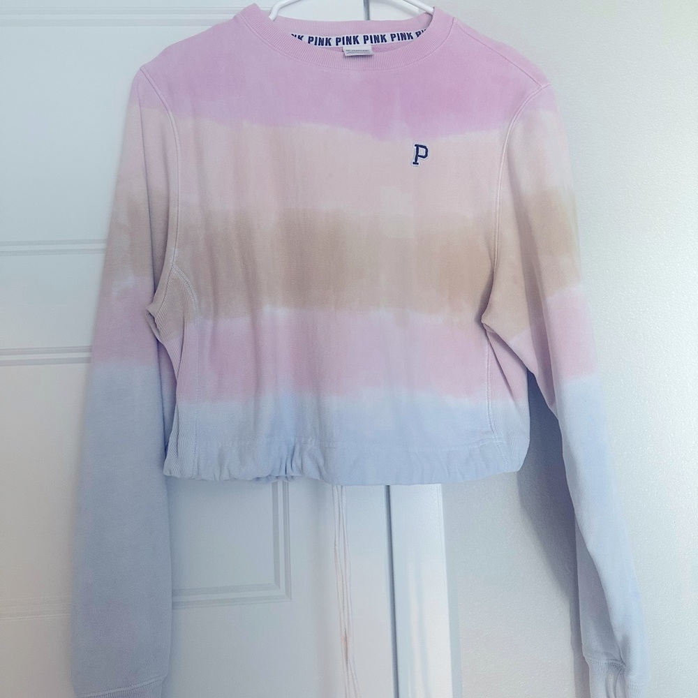 Vs pink tie dye crew neck sweatshirt XS